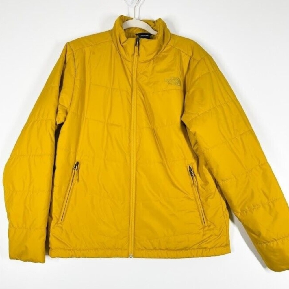 The North Face Quilted Winter Jacket Mens Yellow Full Zip Outdoor Coat Sz Medium